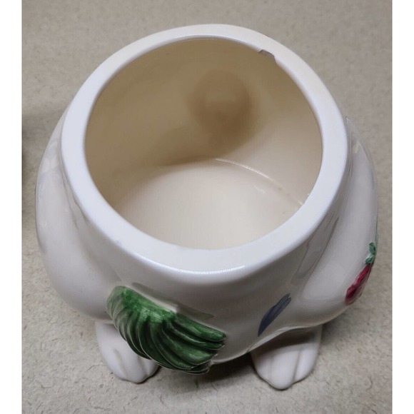 Lenox Poppies on Blue Barnyard Ceramic Cookie Jar Easter Bunny Rabbit Carrot BOX - Picture 6 of 9